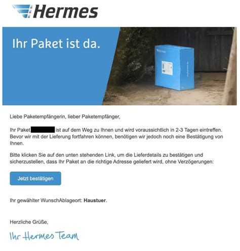 verpixelte hermes phishing mail.